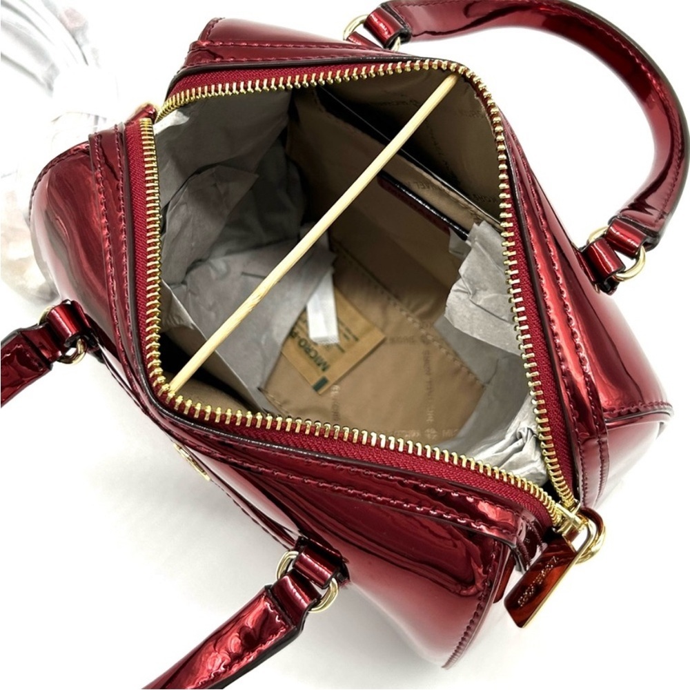 Michael Kors Jet Set Small Patent Duffel Crossbody Bag Cherry - Picture 8 of 10